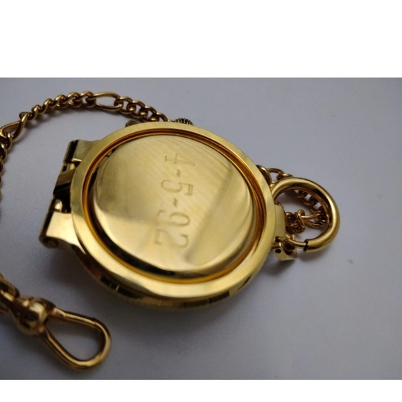 Caravelle Quartz Pocket Watch w/Alarm & Chain Gold-Tone Vintage 90's New Battery - Picture 2 of 4